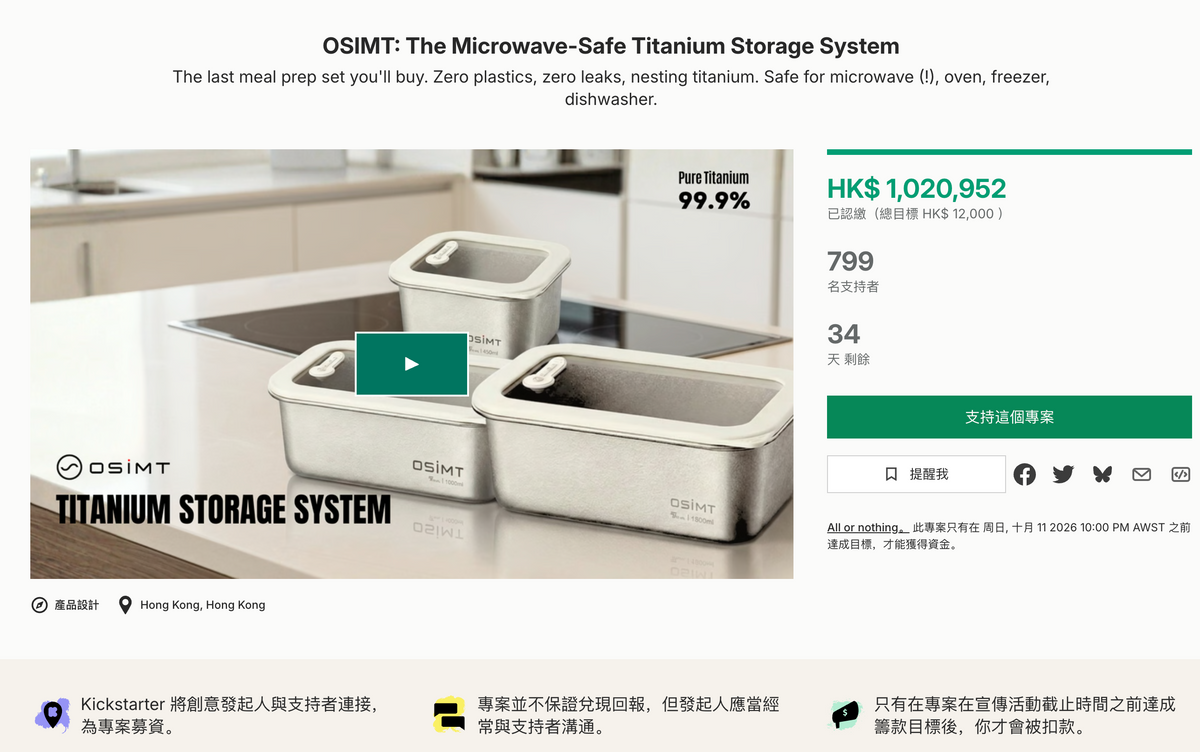 800+ Backers in Our First Week The OSIMT Titanium Storage System is now live on Kickstarter.