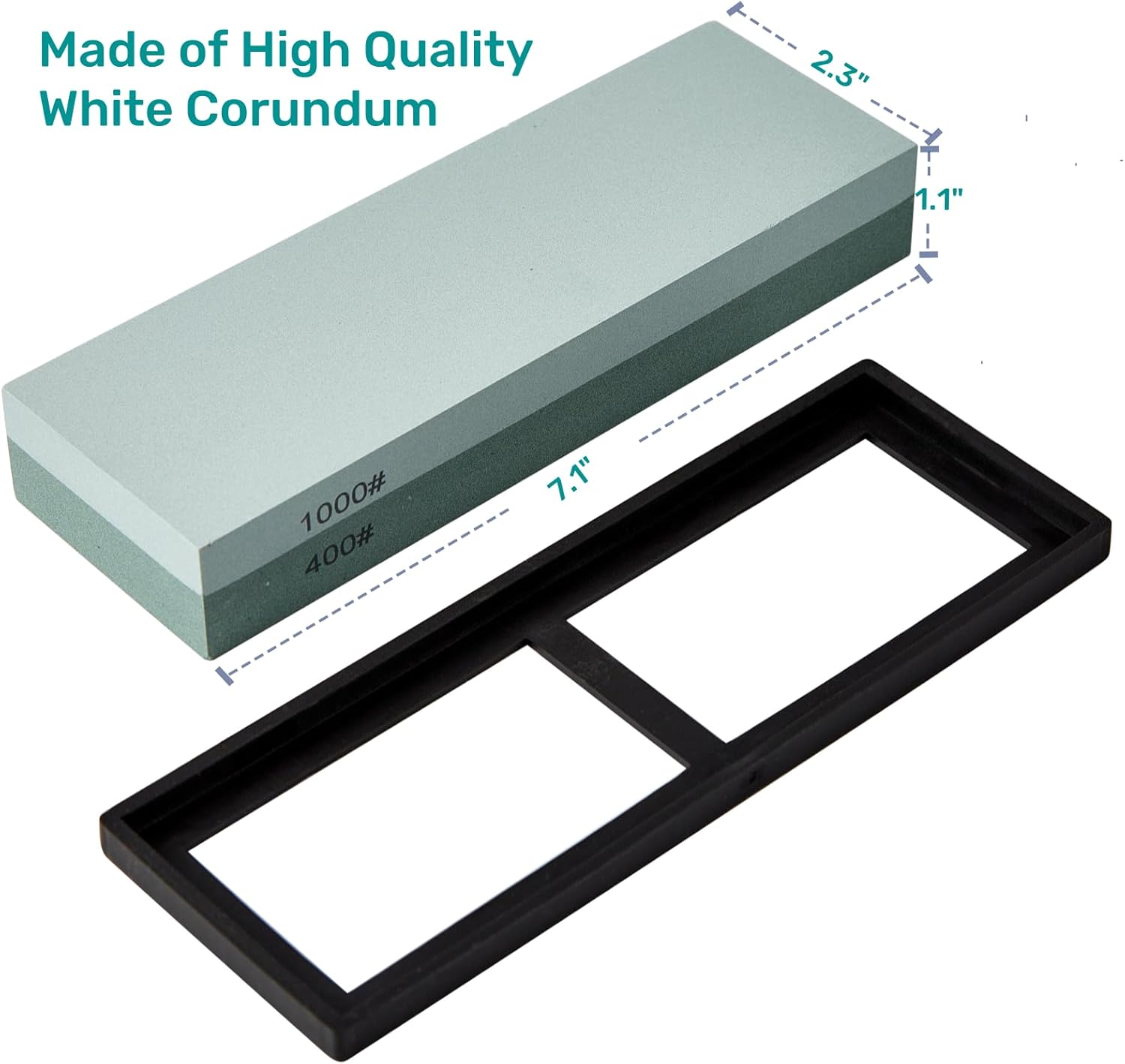 Knife Sharpening Stone with Non-Slip Rubber Base, 400/1000 Grit Premium Whetstone, Double-Sided Knife Sharpener for Kitchen, Waterstone for Honing Blades Manually